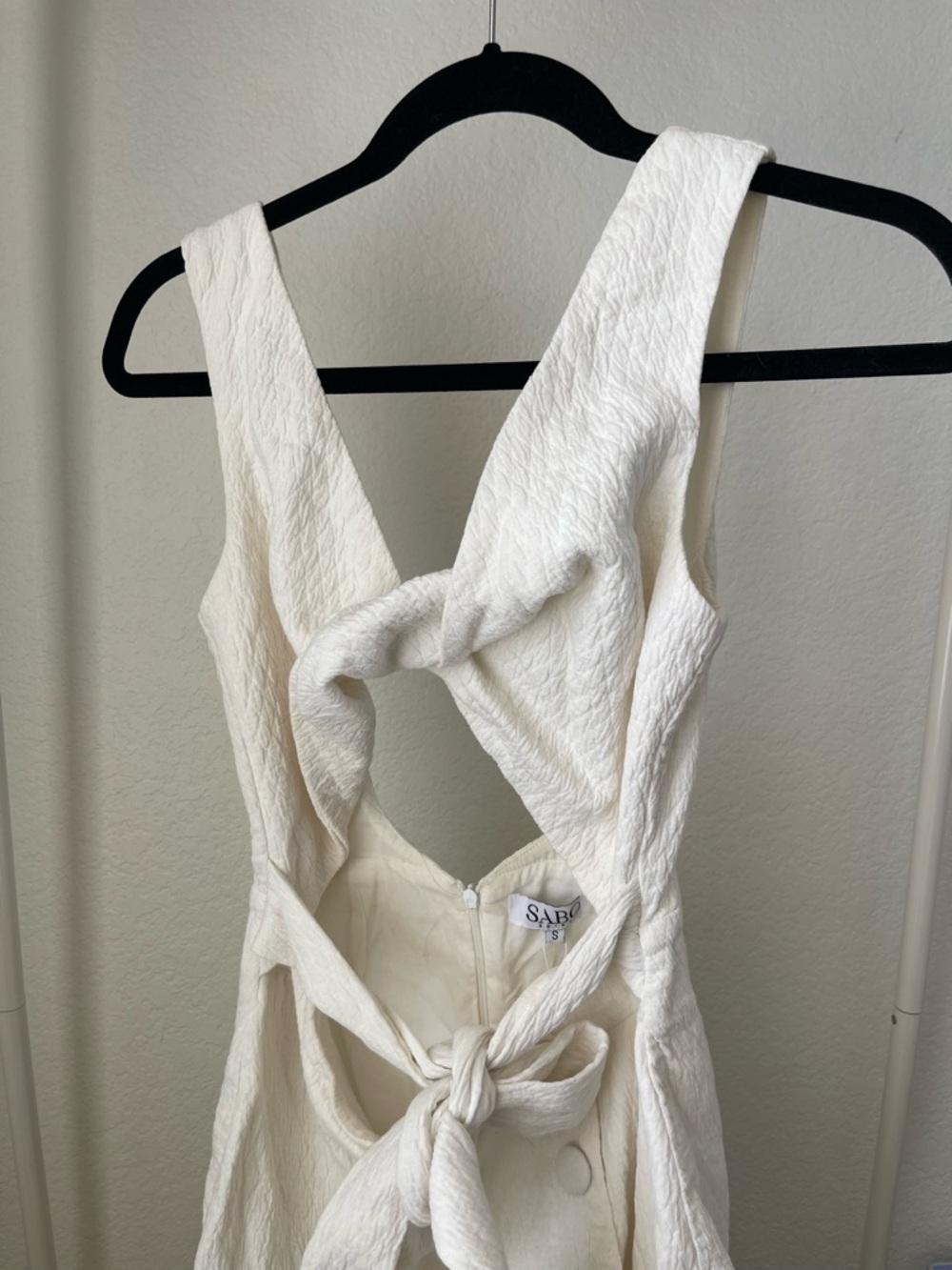 Sabo Skirt White Tie-Detail Mini Dress Size S - Picture 3 of 5